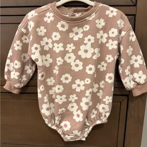 Grayson Collective Flower Sweatshirt bubble romper